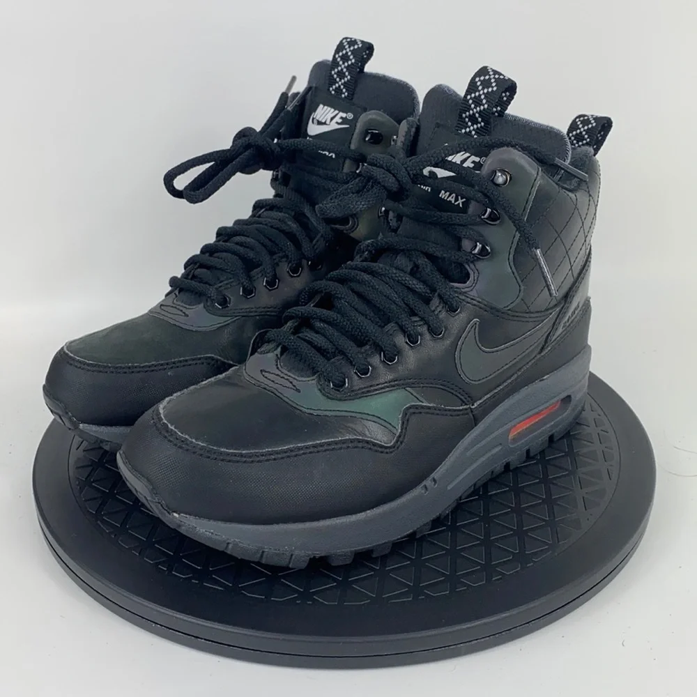 Nike Air Max 1 Mid Sneakerboot Black Water Repel 807307-001 Women’s Size 7 - Picture 1 of 14